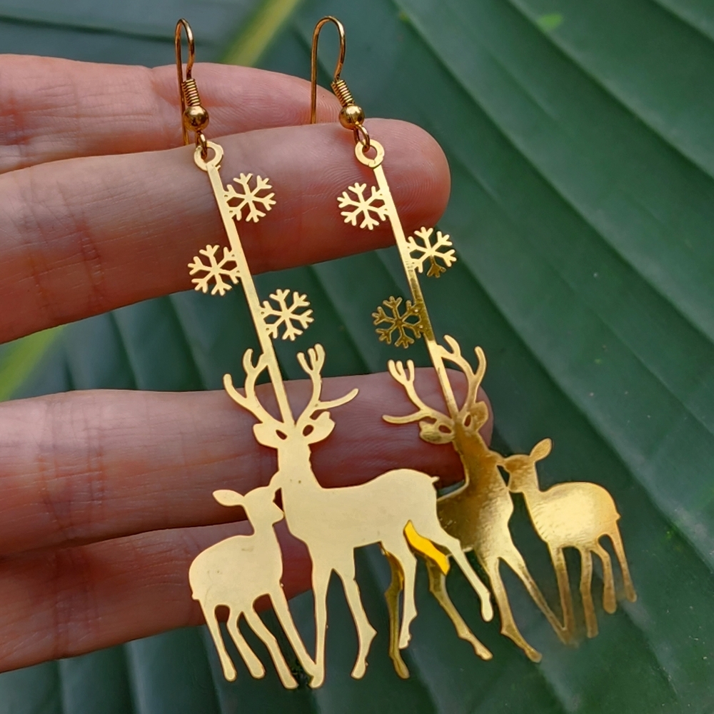 ❤️ Gold Earrings Bohemian Deer Hypoallergenic Boho Jewelry Perfect Gift